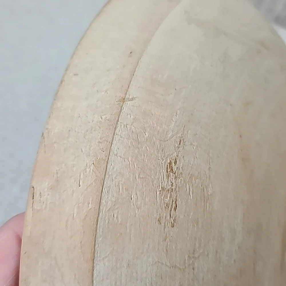 Vintage Farmhouse Mid Century Modern Wooden Large Hand Carved Dough/Salad Bowl